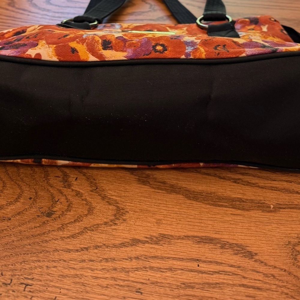 Donna Sharp NWOT 2 Handle Tote Bag Orange Purple Poppy Floral Print - Picture 5 of 8